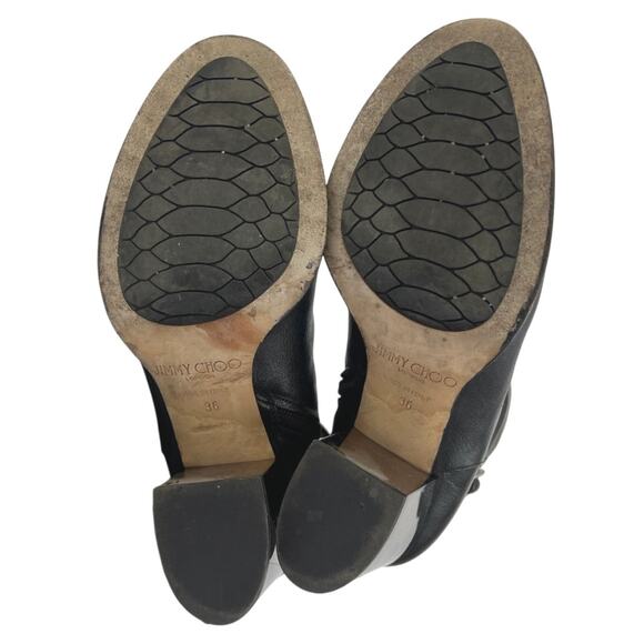 Jimmy Choo Method 65 Women's Black Leather Zipper Buckle Ankle Boots Size 5.5 - Picture 5 of 7